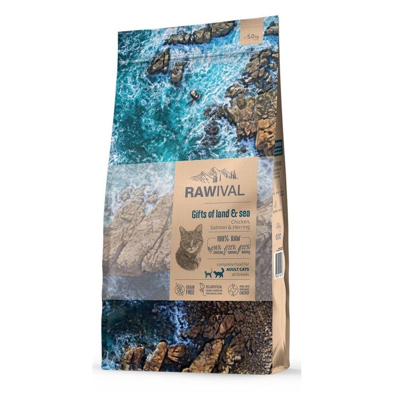 Rawival Gifts of Land & Sea сухой корм для взрослых кошек, с курицей и рыбой