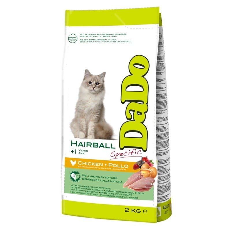 Dado Cat Hairball Chicken сухой корм для кошек для выведения комков шерсти, с курицей