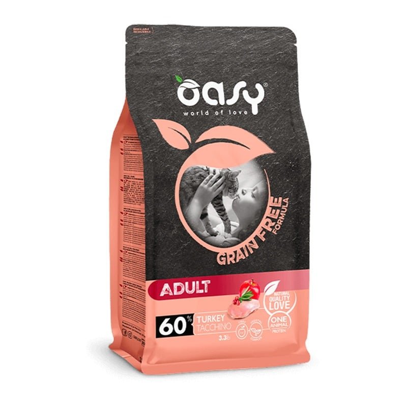 Oasy Dry Cat Grain Free Adult Turkey сухой корм для взрослых кошек беззерновой с индейкой – 1,5 кг