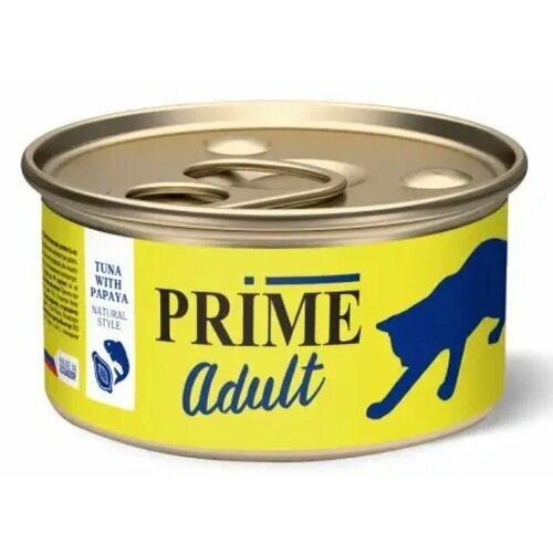 Корм консервированный для кошек Prime Adult, с тунцом и папайей, 85 гр