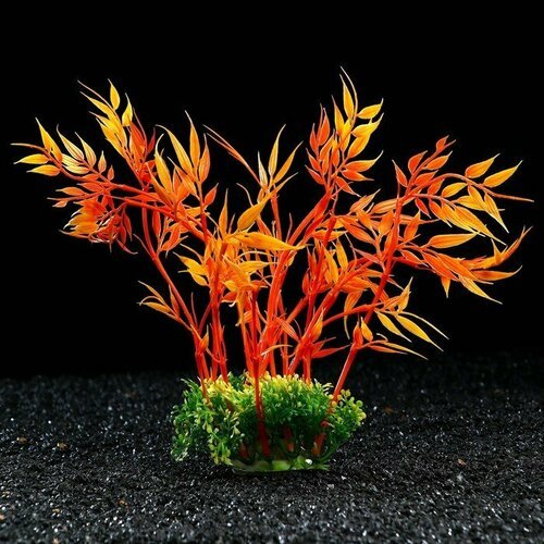 Растение искусственное аквариумное, 22 см, оранжевое (комплект из 6 шт)