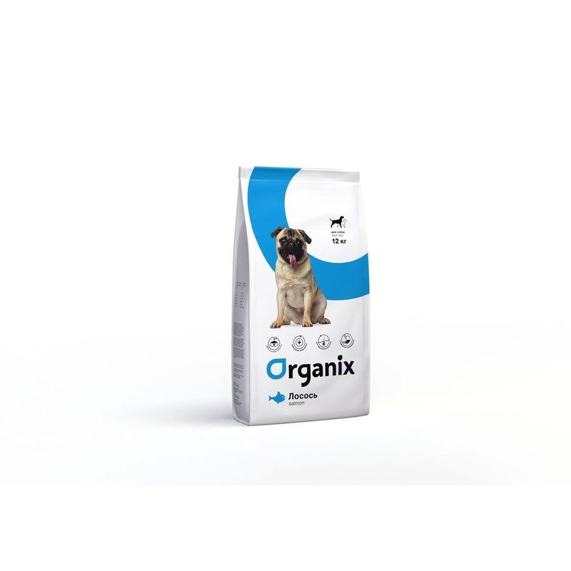 Organix Adult Dog Salmon сухой корм для взрослых собак всех пород с чувствительным пищеварением, с лососем – 12 кг