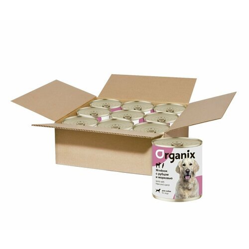 ORGANIX корм для собак влажный консервы 'Ягненок с рубцом и морковью', 9 шт. по 750 гр.