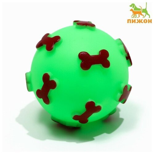 Пижон Игрушка пищащая “Мяч Косточки” для собак, 5,5 см, зеленая