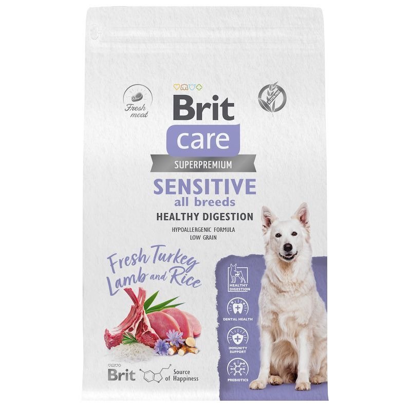 Brit Care Dog Adult Sensitive Healthy Digestion сухой корм для собак всех пород с чувствительным пищеварением, с индейкой и ягненком – 3 кг