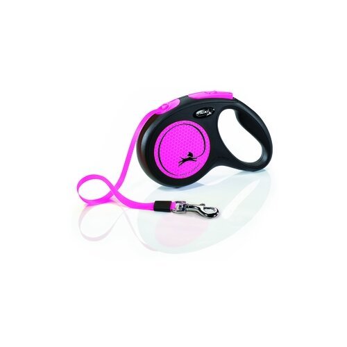 Поводок-рулетка для собак Flexi New Neon S ленточный 5 м розовый