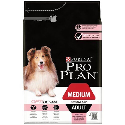 Корм Purina Pro Plan для взрослых собак с чувств. кожей с лососем и рисом Adult Sensitive, 7 кг