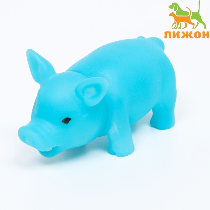 Игрушка пищащая “Маленький поросенок” для собак, 9 см, голубая