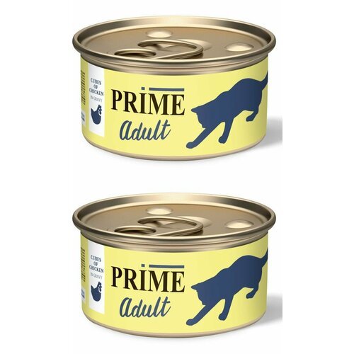 PRIME консервы для кошек Adult курица кусочки в соусе 75 г, 2 шт.