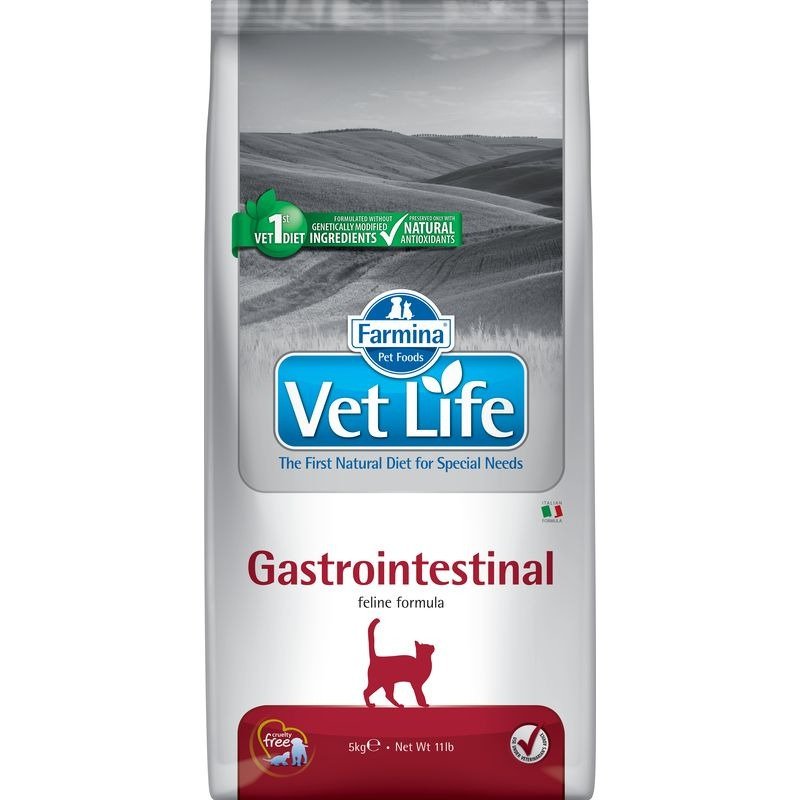 Farmina Vet Life Cat Gastrointestinal ветеринарный диетический сухой корм для взрослых кошек с воспалительными заболеваниями ЖКТ – 5 кг