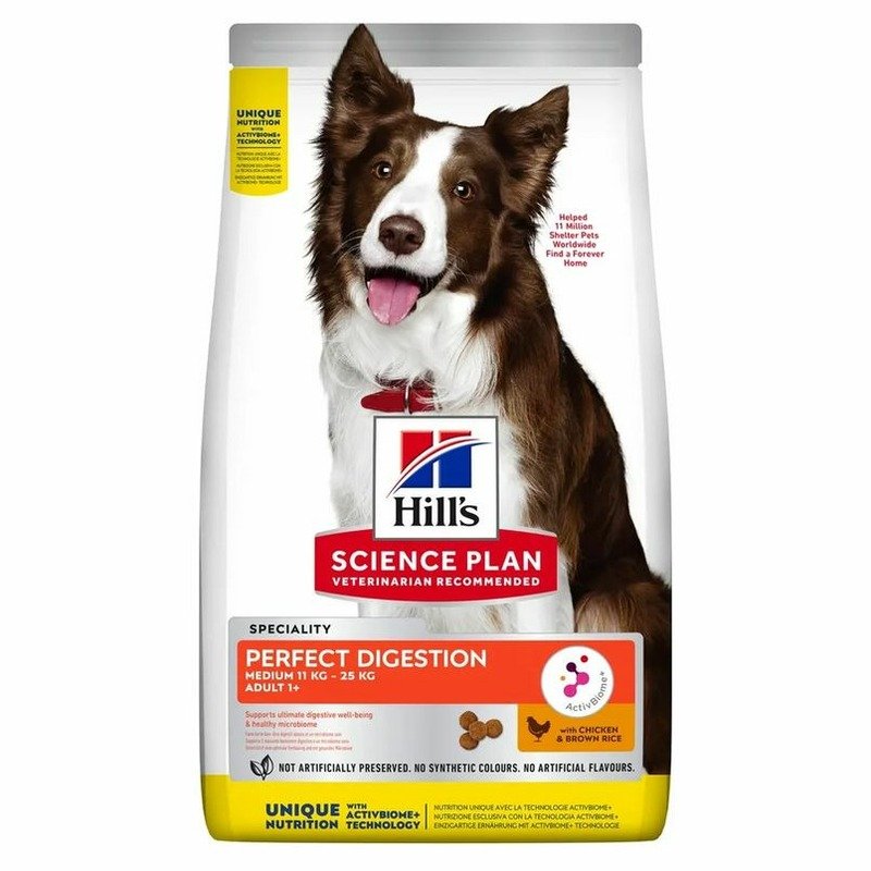 Hills Science Plan Perfect Digestion Adult Medium сухой корм для собак средних пород с чувствительным пищеварением, с курицей – 2,5 кг