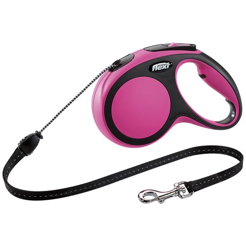 Поводок-рулетка для собак Flexi New Comfort M тросовый 5 м розовый