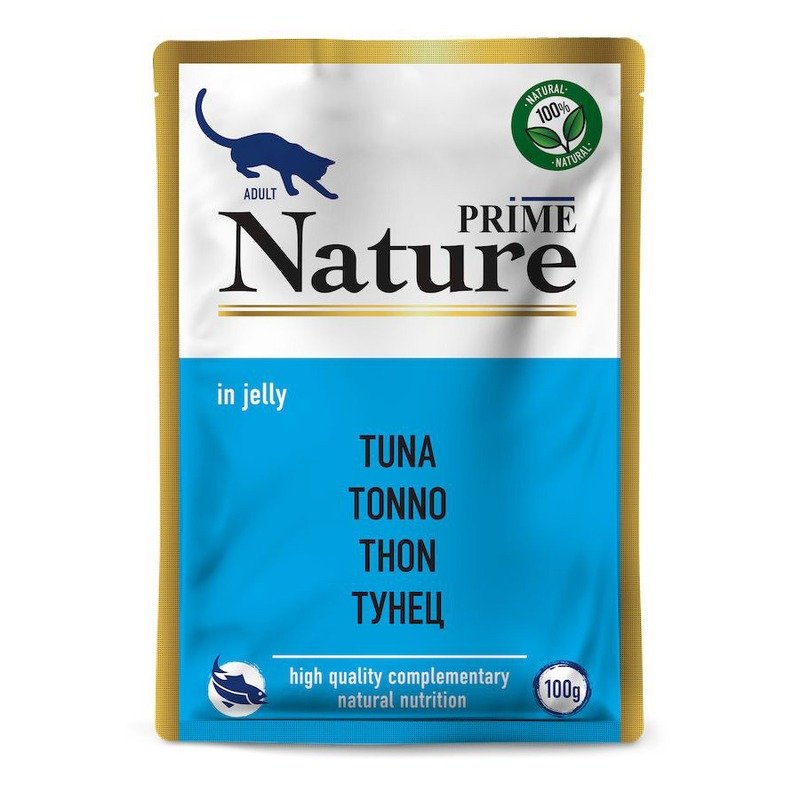 PRIME NATURE корм влажный для взрослых кошек с тунцом, в паучах, в желе – 100 г x 24 шт