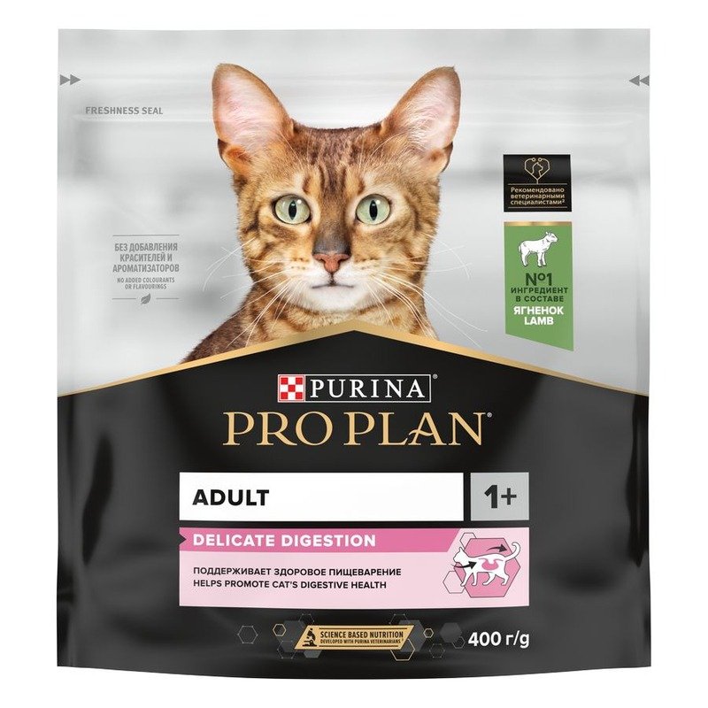 Pro Plan Delicate сухой корм для кошек с чувствительным пищеварением, с высоким содержанием ягненка – 400 г