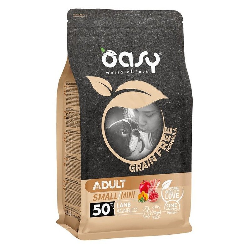 Oasy Dry Dog Grain Free Adult Small сухой корм для взрослых собак мелких и миниатюрных пород беззерновой с ягненком – 800 г