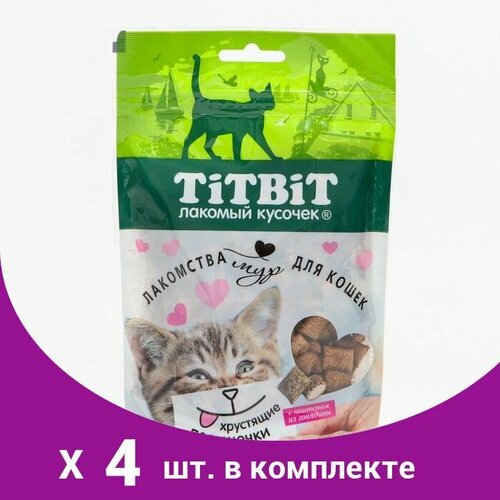Хрустящие подушечки TitBit для кошек, с паштетом из говядины, 100 г (4 шт)