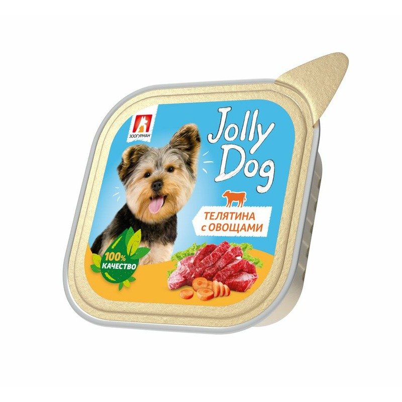 Зоогурман Jolly Dog влажный корм для собак, паштет с телятиной и овощами, в ламистерах – 100 г