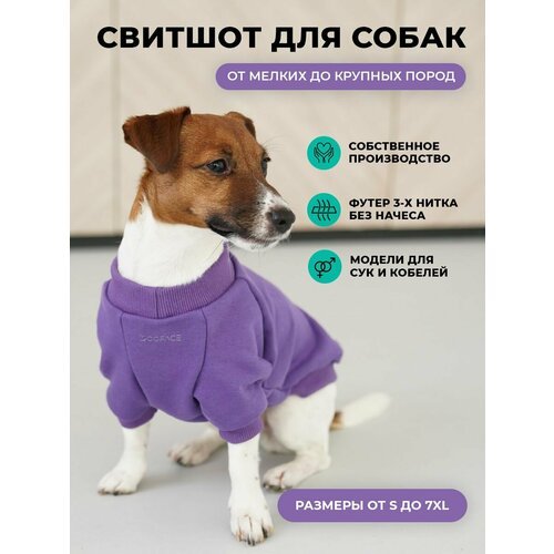 Свитшот для собак DOGFACE / Одежда для животных / Толстовка для мелких, средних и крупных пород (фиолетовый, XL, мужской)