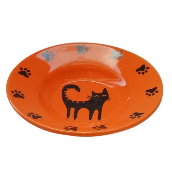 Миска для животных Foxie Cat Plate оранжевая керамическая 15,5х3см 140мл