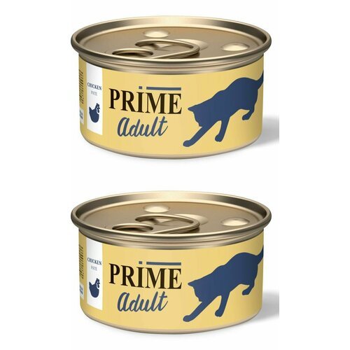 PRIME консервы для кошек Adult паштет курица 75 г, 2 шт.