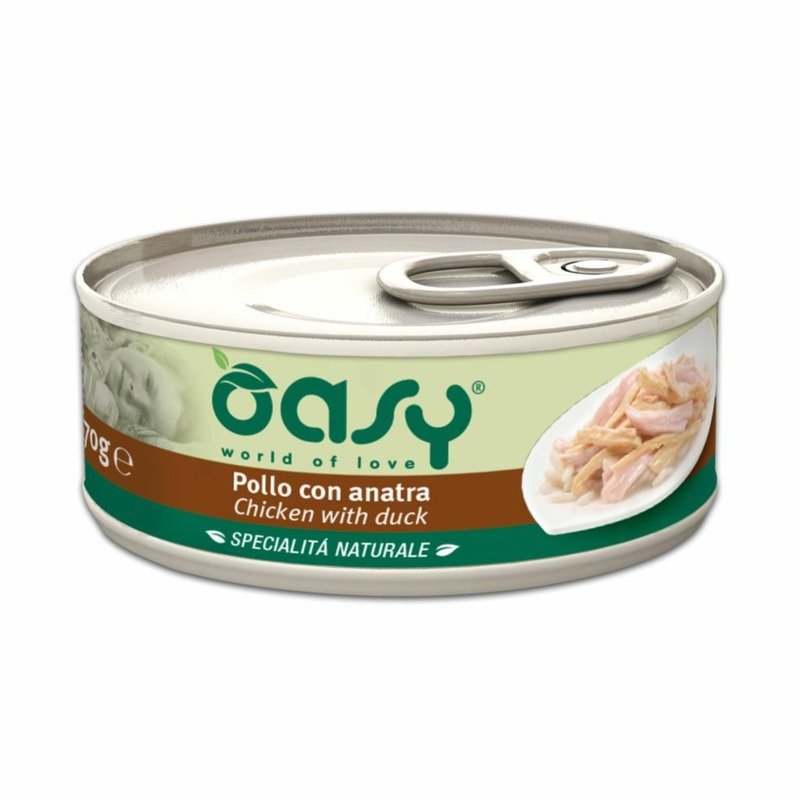 Oasy Wet Cat Specialita Naturali Chicken Duck влажный корм для взрослых кошек, дополнительное питание с курицей и уткой, в консервах – 70 г