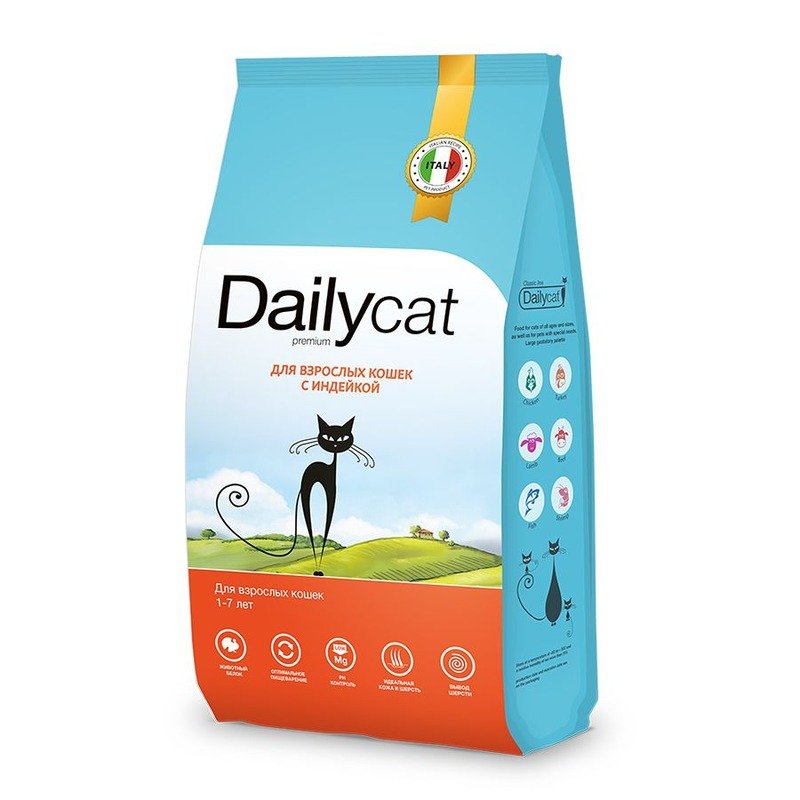 Dailycat Classic line сухой корм для взрослых кошек, с индейкой – 3 кг