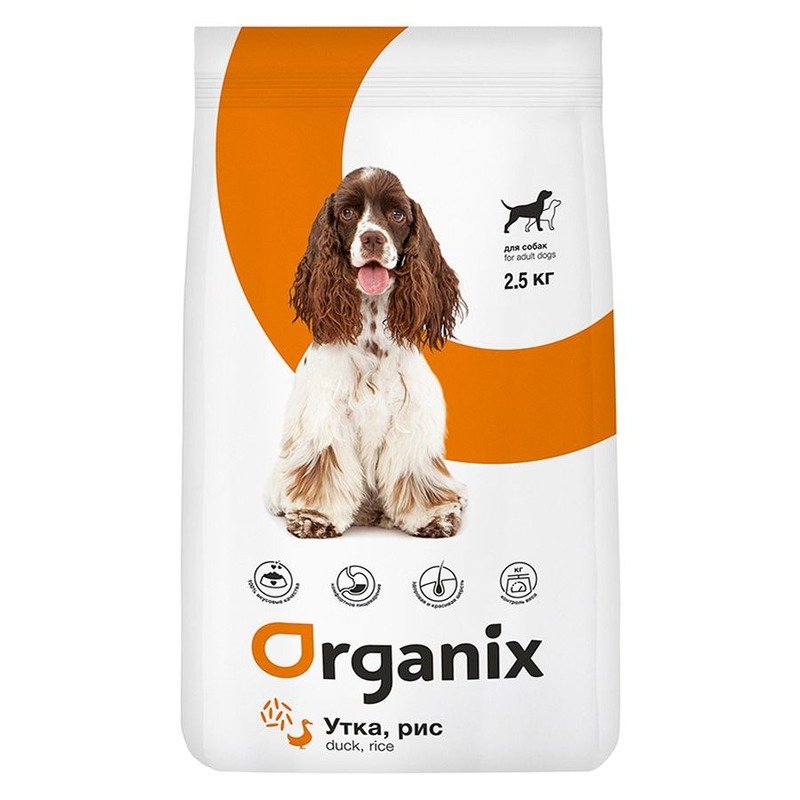 Organix Weight Control Adult Dogs Duck and Rice сухой корм для взрослых собак всех пород при избыточном весе, с уткой и рисом – 2,5 кг