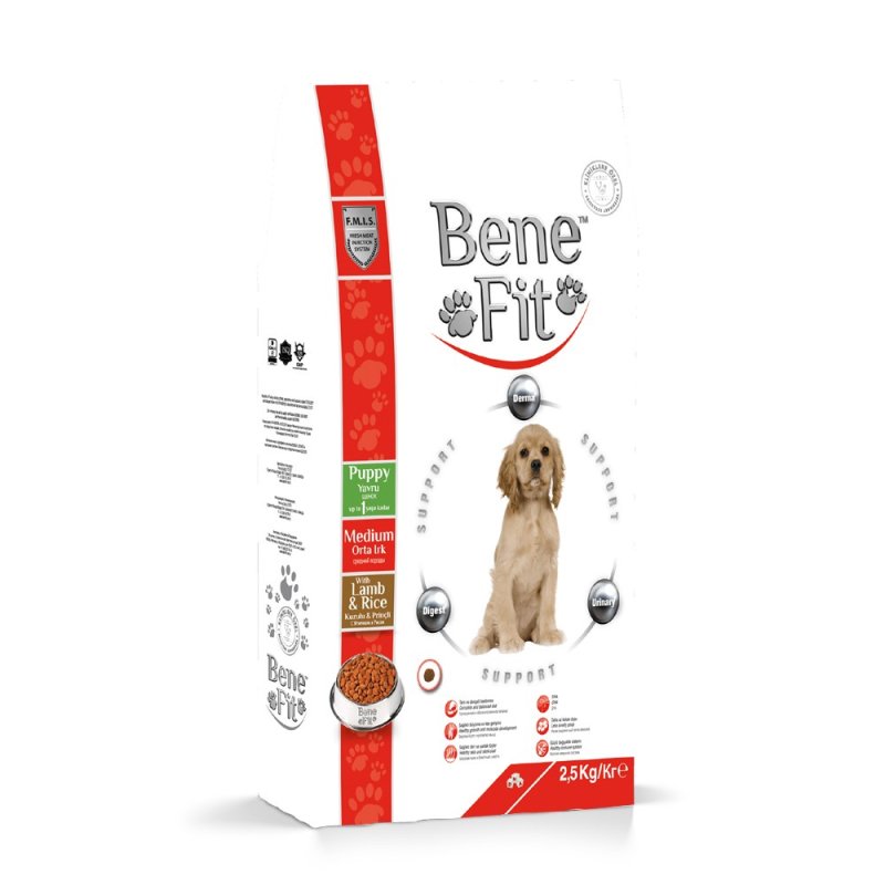 Корм для щенков BENEFIT Puppy Medium для средних пород, ягненок с рисом сух. 2,5кг