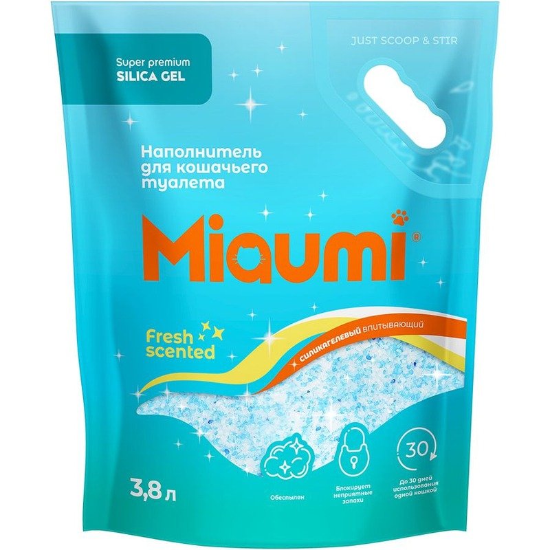 Miaumi Silica Gel Fresh Scented силикагелевый наполнитель для кошек, с ароматом свежести – 3,8 л