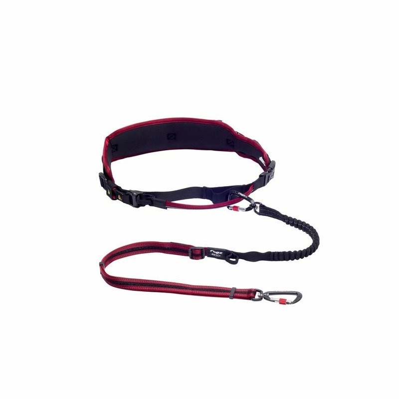 Rogz Air Tech Sport Riem & Lijn S-M Red комплект для каникросса с амортизирующим поводком, размер S M, длина 1-1,5 м – 8-14 кг, обхват талии 68-100 см, красный