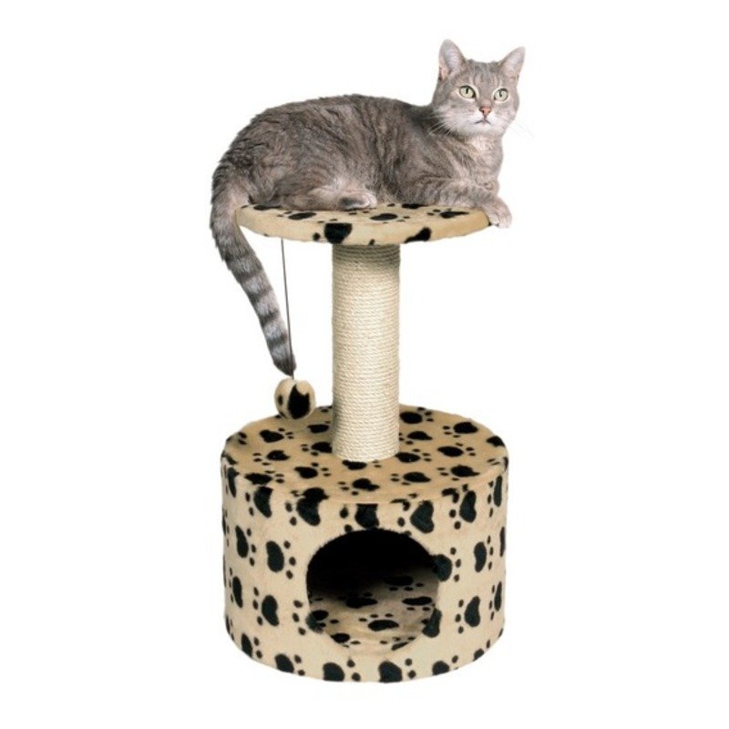 TRIXIE Trixie Домик для кошки Toledo, с рисунком Кошачьи лапки, 61 см, серый