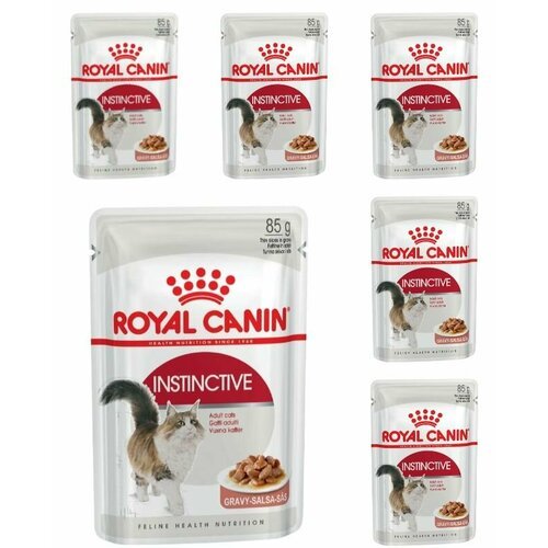 Royal Canin Пауч влажный корм для кошек старше 1-го года , Instinctive, кусочки в соусе, 85 г, 6 шт