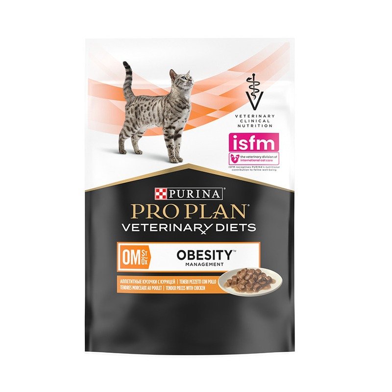 Pro Plan Veterinary Diets OM ST/OX Obesity Management влажный корм для кошек, при ожирении, с курицей, в паучах – 85 г
