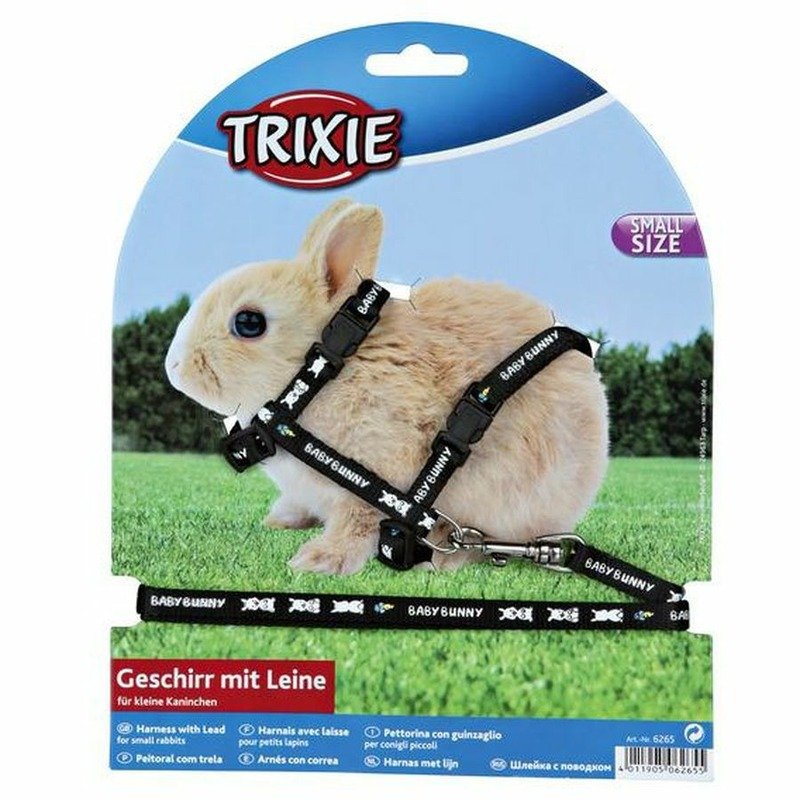 Шлейка Trixie для крольчат с поводком 8 мм/1,20 м нейлоновая с рисунком 15 – 30 см