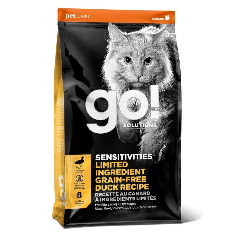 GO! Sensivities Limited Ingredient GF сухой корм для котят и кошек с чувствительным пищеварением, беззерновой, с уткой – 7,26 кг