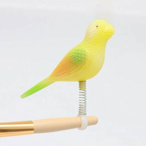 Longteng Игрушка для птиц 'Птичка' на пружинке, 11.9 х 3.4 х 12.5 см, жёлтая