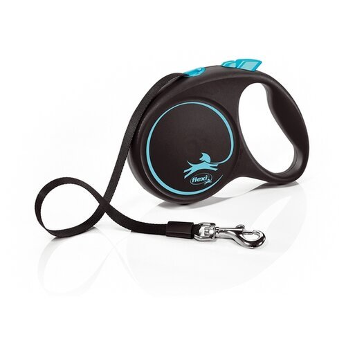 Поводок-рулетка для собак Flexi Black Design M ленточный 5 м синий