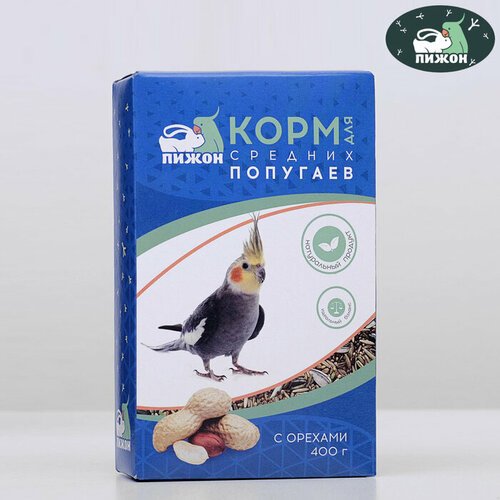 Корм “Пижон” для средних попугаев, с орехами, 400 г