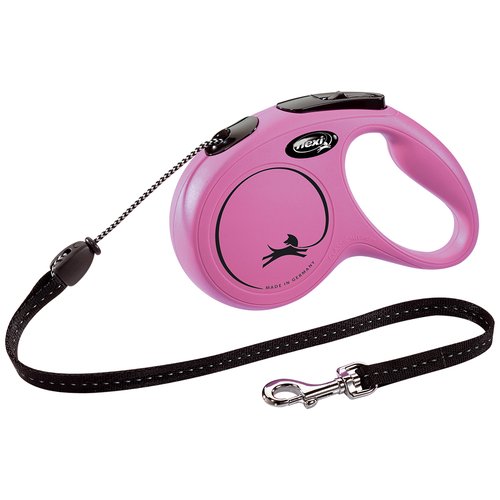 Поводок-рулетка для собак Flexi New Classic M тросовый 5 м розовый