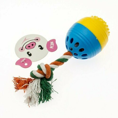 Игрушка для собак, шар с колокольчиком на веревке, 5.2х5.2 см, Jack&King, 1 шт.