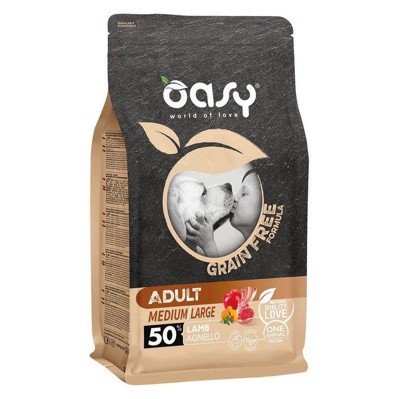 Oasy Dry Dog Grain Free Adult Medium сухой корм для взрослых собак средних и крупных пород беззерновой с ягненком – 2,5 кг