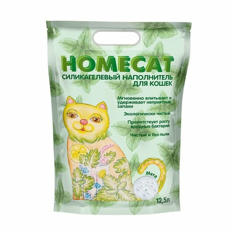 Homecat Мята силикагелевый наполнитель с ароматом мяты – 12,5 л