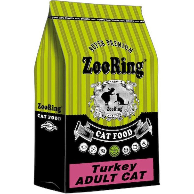 Zooring Adult Cat Turkey сухой корм для взрослых кошек всех пород для кожи и шерсти с индейкой – 10 кг