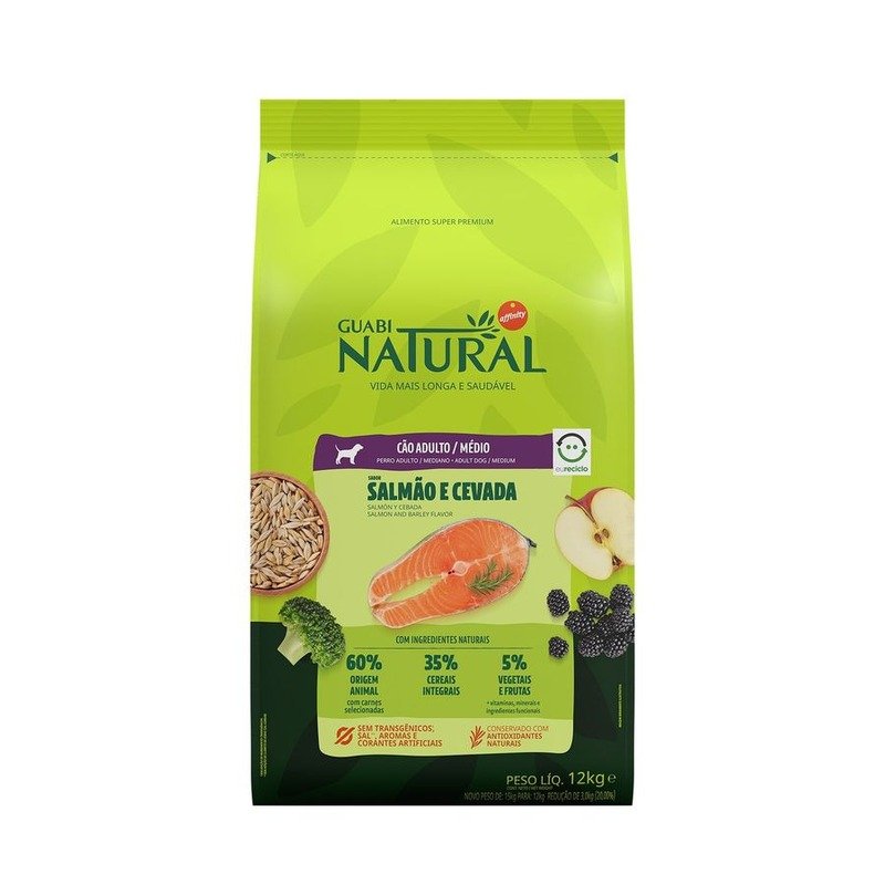 Guabi Natural Dog Adult корм для собак средних пород, с лососем и ячменем