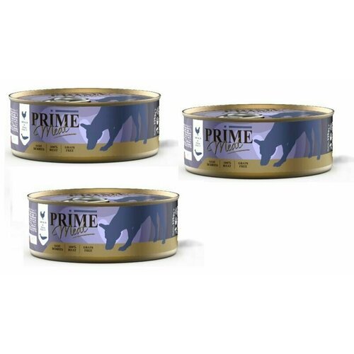 PRIME MEAT 3 х 325г Курица с тунцом, филе в желе, консервированный корм для собак