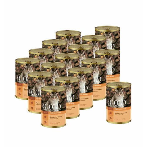 Nero Gold консервы для кошек с фрикасе из курицы, кусочки в желе - 415 г х 16 шт.