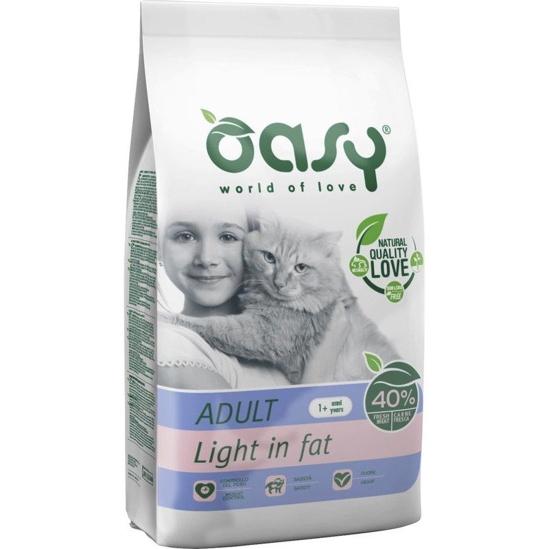 Oasy Dry Cat Adult Light in fat сухой корм для взрослых кошек склонных к ожирению с курицей – 300 г