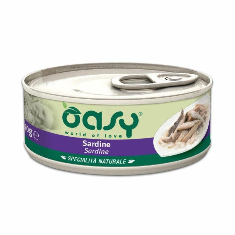 Oasy Wet Cat Specialita Naturali Sardine влажный корм для взрослых кошек, дополнительное питание с сардинами, в консервах – 70 г