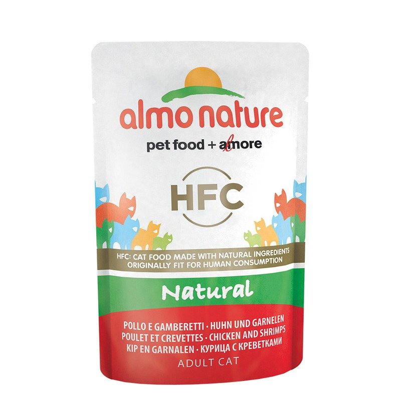 Almo Nature Classic Nature Adult Cat Chicken & Shrimps влажный корм для кошек, с курицей и креветками, кусочки в бульоне, в паучах – 55 г