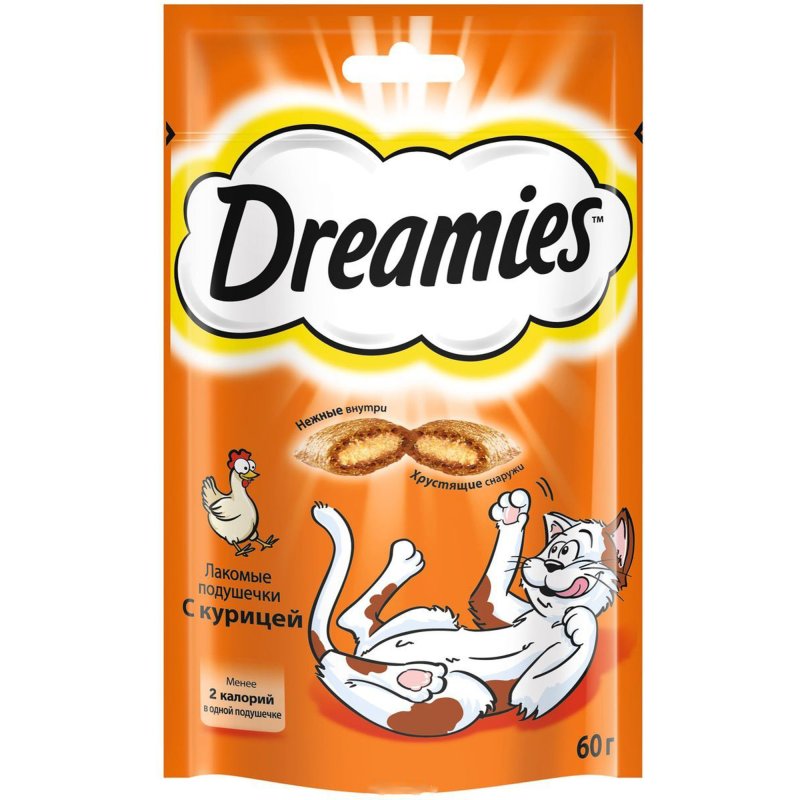 Лакомство DREAMIES Лакомые подушечки с курицей 60г